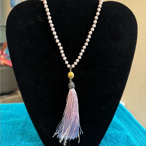Elegant Beaded Necklace with Tassel - Picture 1 of 2
